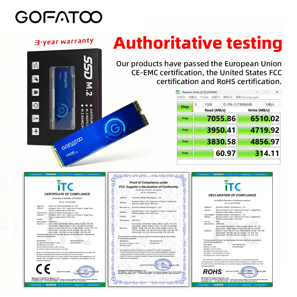 GOFATOO 7000MB/s PCIe 4.0 x4 M - Gaming Console Driving avis et prix