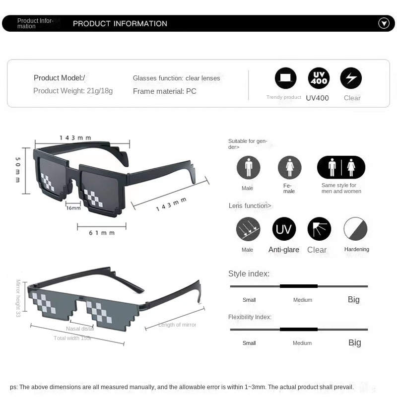 Lunettes de soleil rétro mosaï - Gaming Glasses Uv avis et prix